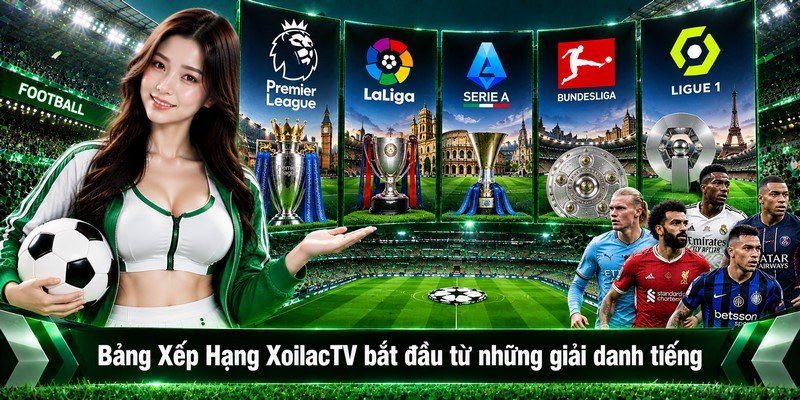 Bảng Xếp Hạng XoilacTV bắt đầu từ những giải danh tiếng